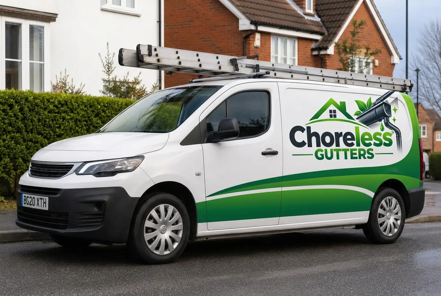 Choreless Gutters branded van illustration